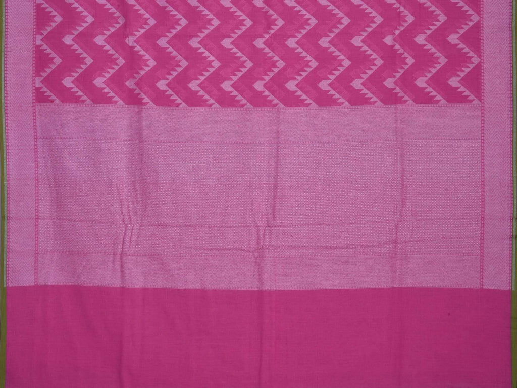 Pink Cotton Cut Work Handloom Saree with Zig-Zag Design - Global Threads