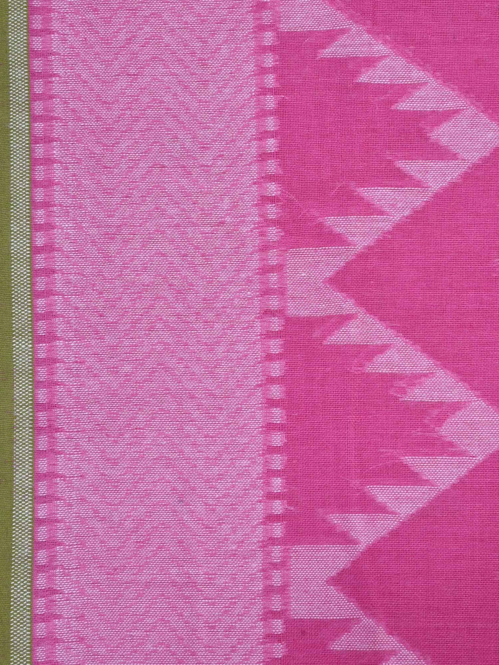 Pink Cotton Cut Work Handloom Saree with Zig-Zag Design - Global Threads