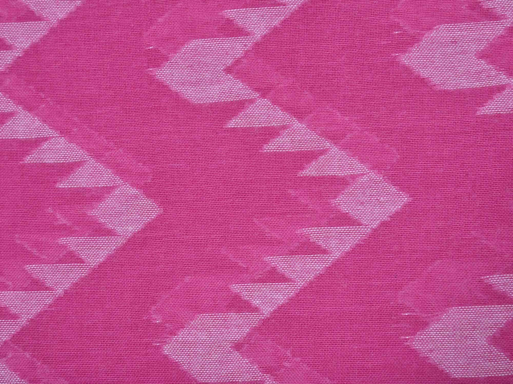 Pink Cotton Cut Work Handloom Saree with Zig-Zag Design - Global Threads