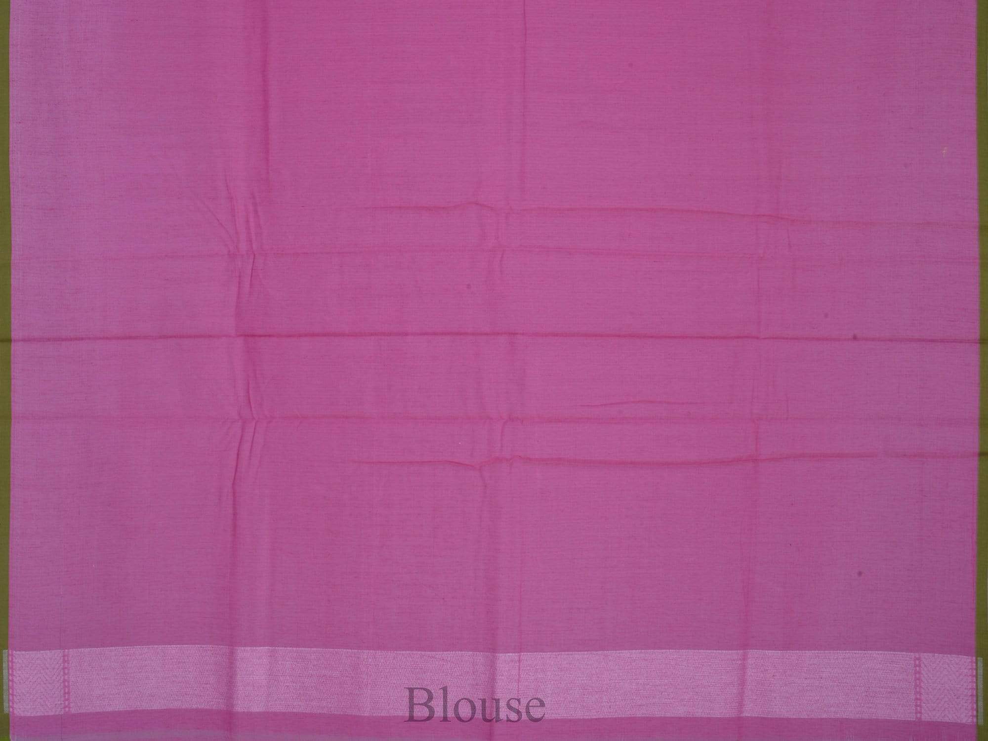 Pink Cotton Cut Work Handloom Saree with Zig-Zag Design - Global Threads