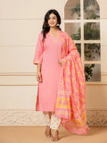 Yufta Pink Cotton Embroidered Kurta Dupatta Set