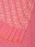 Pink Cut Work Sico Cotton Saree with Diagonal and Mango Border Design - Global Threads