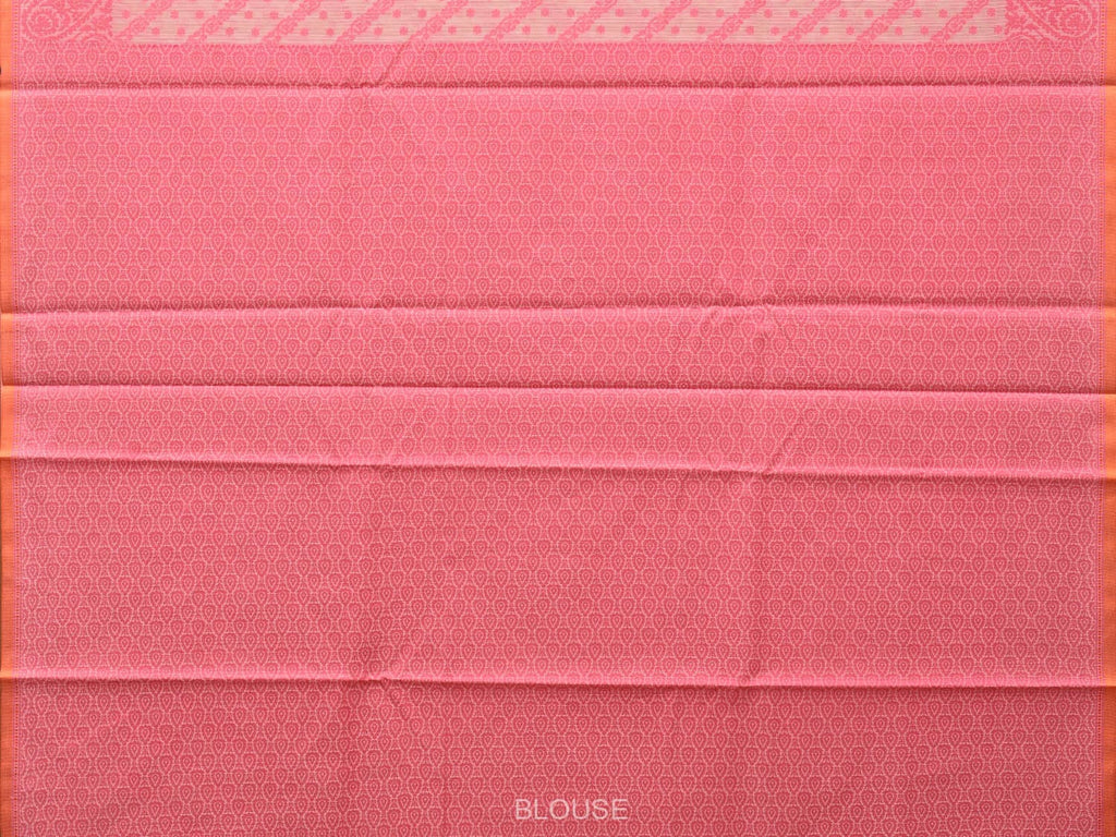 Pink Cut Work Sico Cotton Saree with Diagonal and Mango Border Design - Global Threads