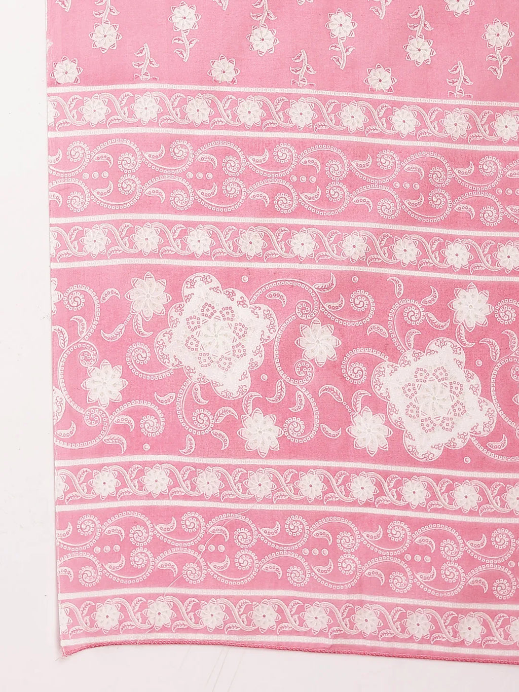 Yufta Pink Ethnic Motifs Print Straight Kurta Trouser Dupatta Set