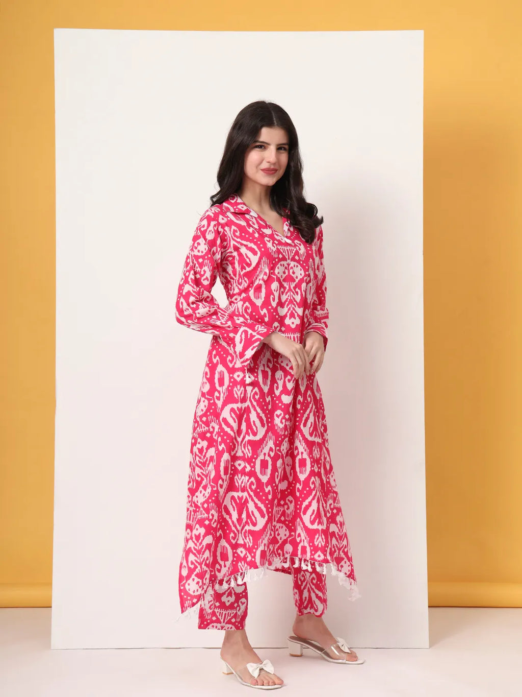 Yufta Pink Ikat Pure Cotton Cord Set