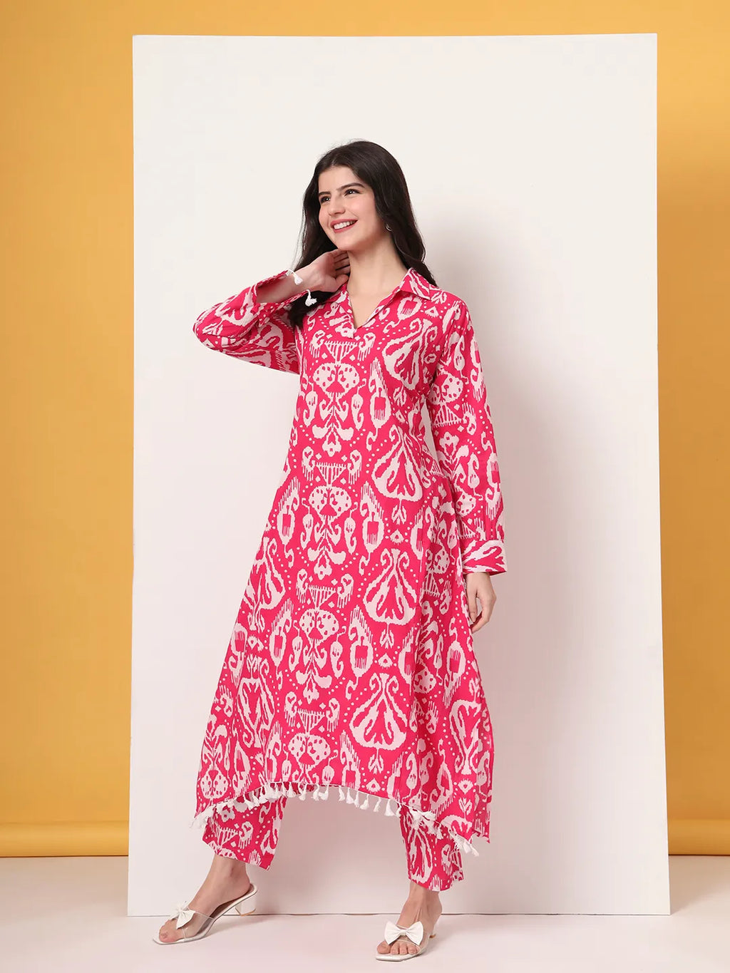 Yufta Pink Ikat Pure Cotton Cord Set