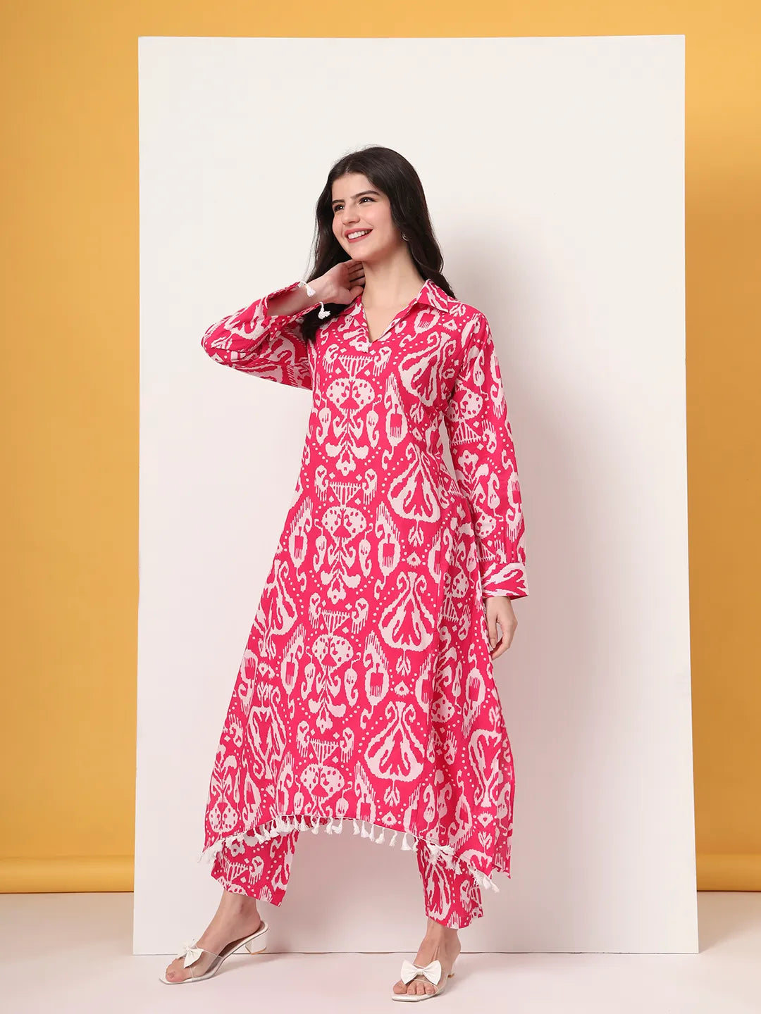 Yufta Pink Ikat Pure Cotton Cord Set