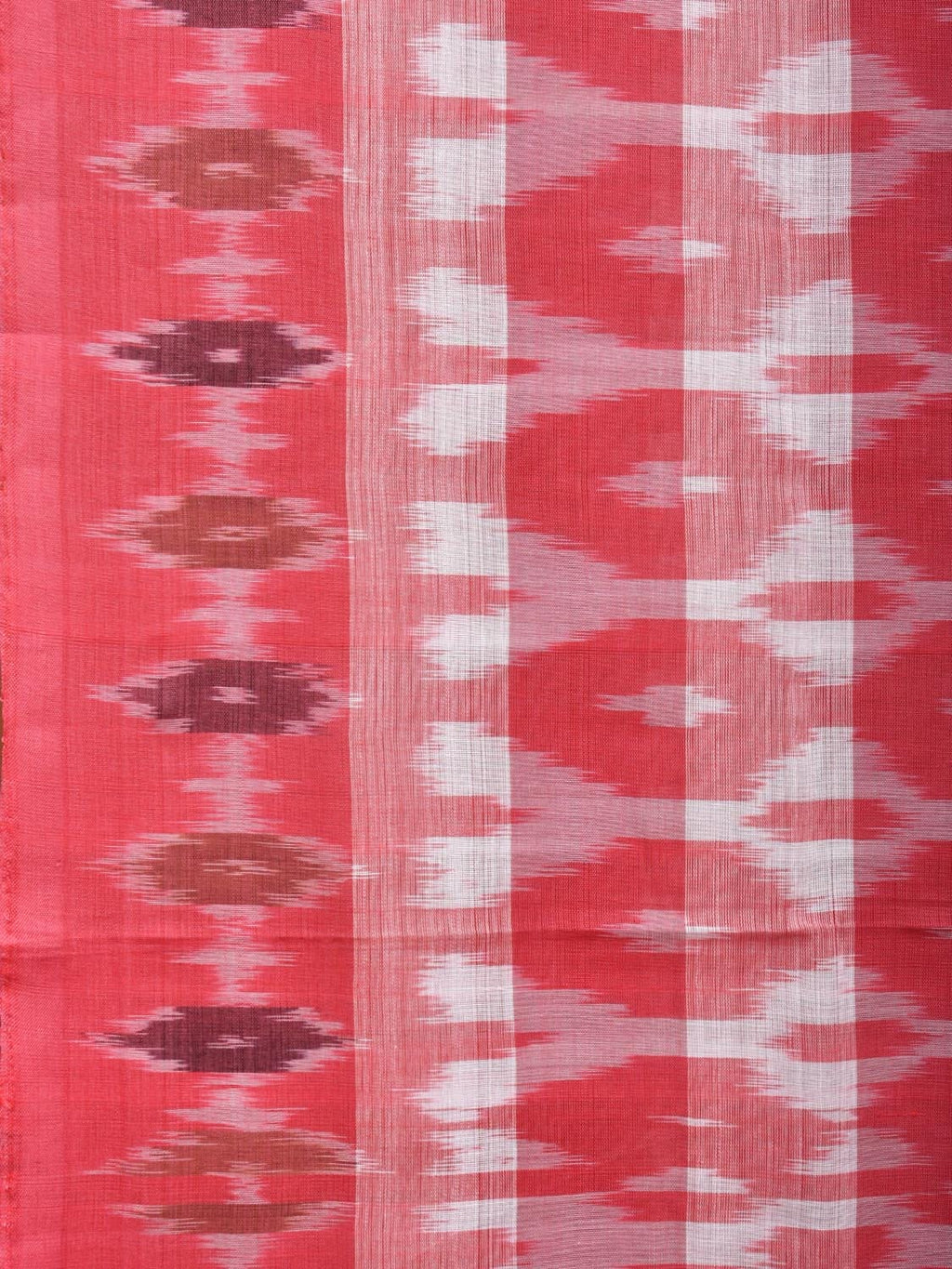 Pink Pochampally Ikat Cotton Handloom Saree with Strips Design No Blouse - Global Threads
