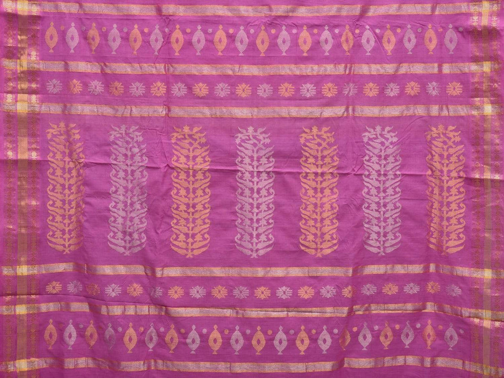 Pink Uppada Cotton Handloom Saree with Karpur Pallu Design - Global Threads