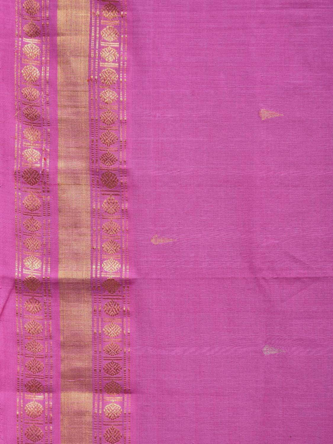 Pink Uppada Cotton Handloom Saree with Karpur Pallu Design - Global Threads