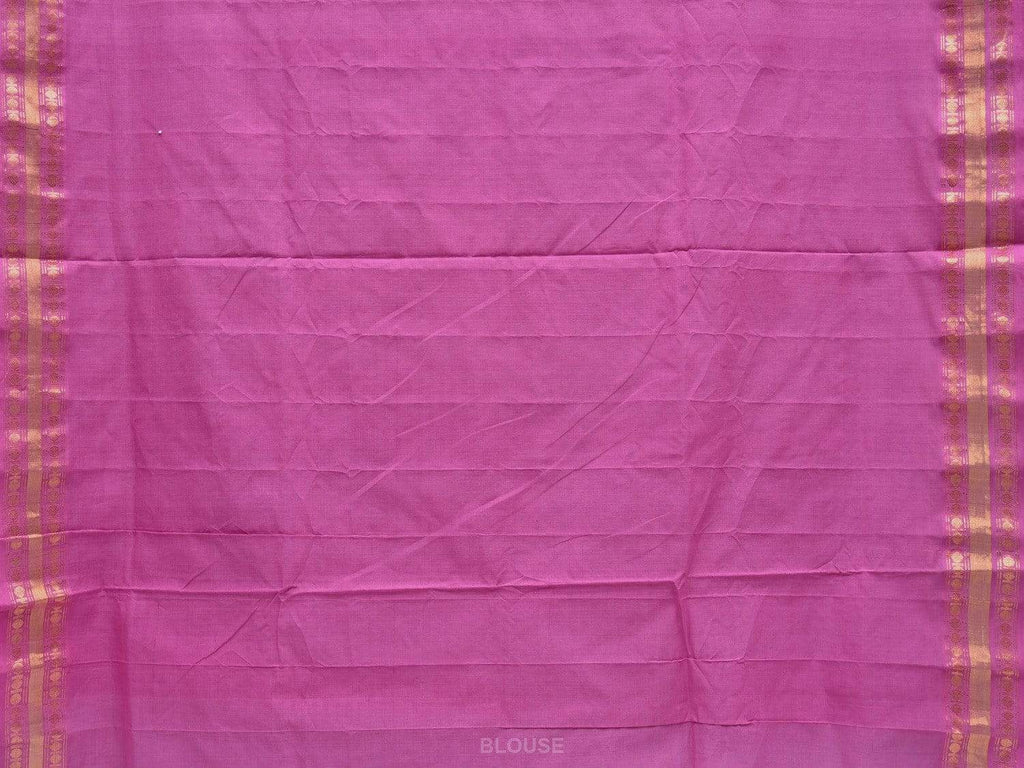 Pink Uppada Cotton Handloom Saree with Karpur Pallu Design - Global Threads