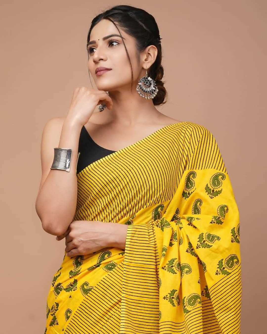 Exclusive Collection Yellow Beautiful Mulmul Cotton Saree