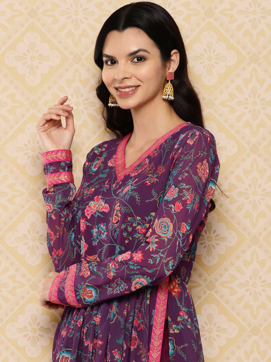 Ahalyaa Women's Traditional wear Kurta Set - Purple