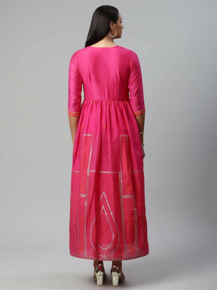 Ahalyaa Womens Pink Crepe Printed Dress