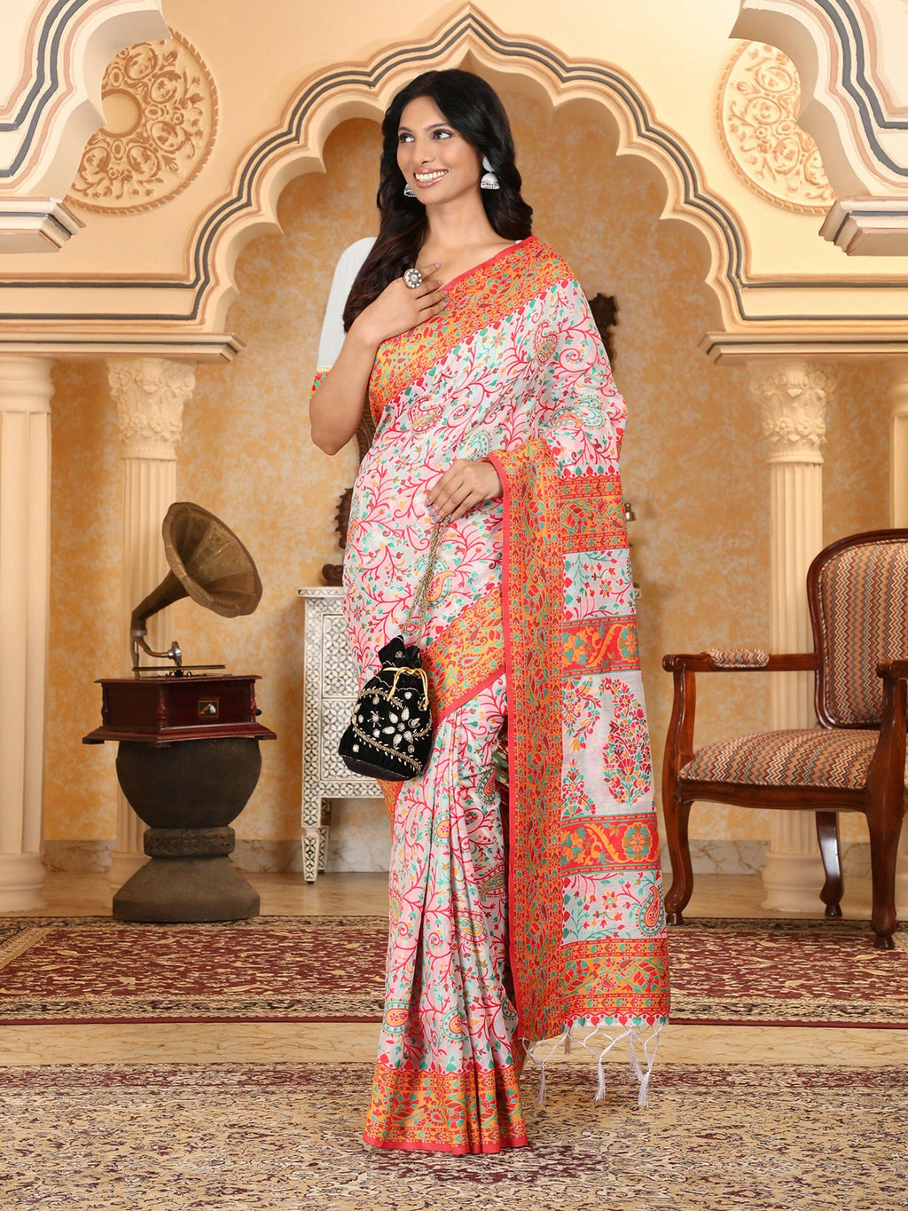 Shree Shyam Fashion Linen Cotton(Woven Work) Multicolour Saree