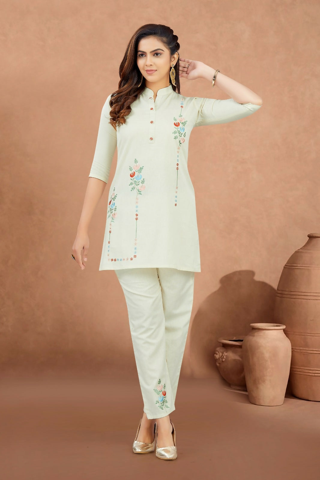 Joban Fashion Cotton Beige Color Kurta Set