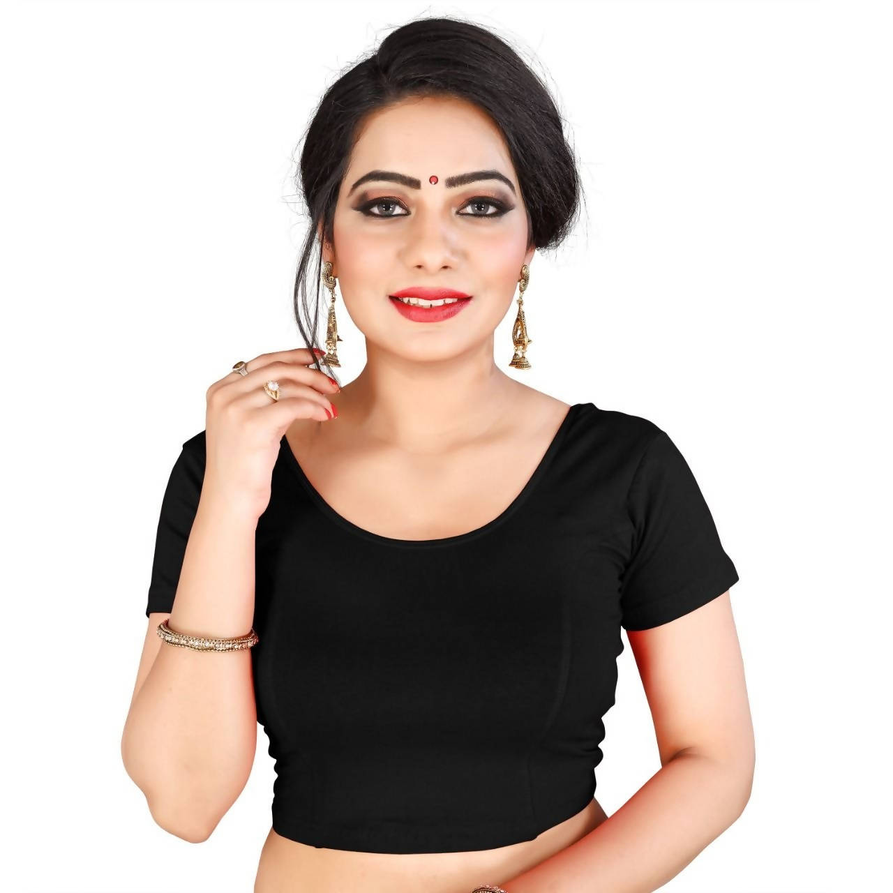 Vamika Black Lycra Plain Blouse