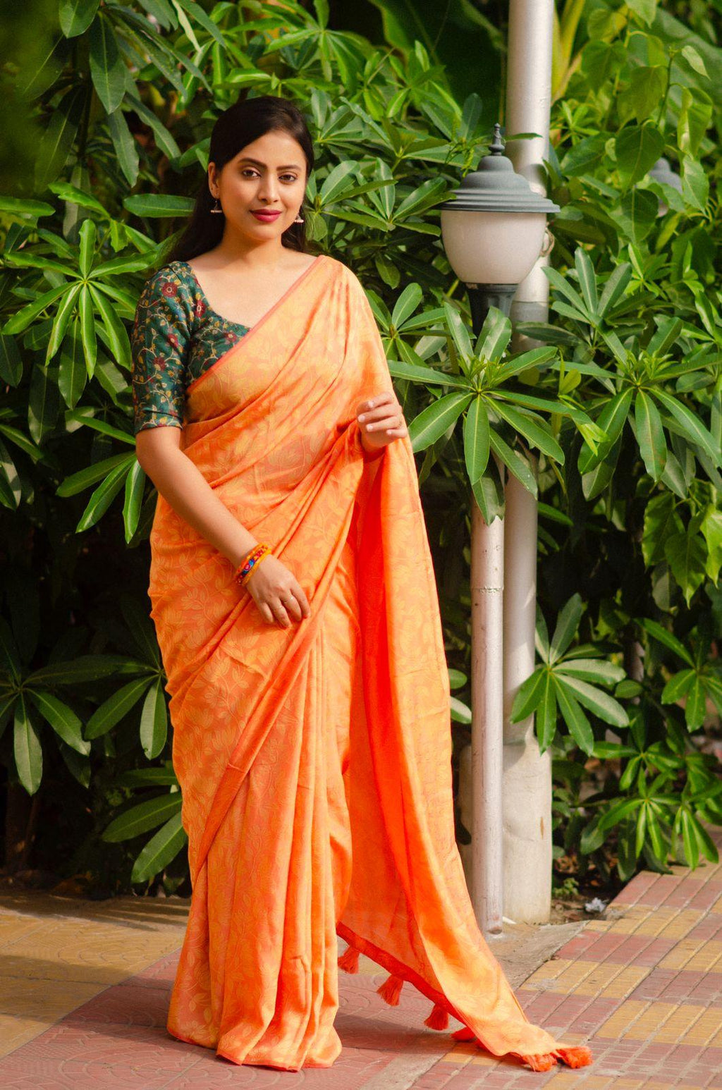Saffron Jute Silk Woven Design Saree with Unstitched Blouse - Hiral Fashion