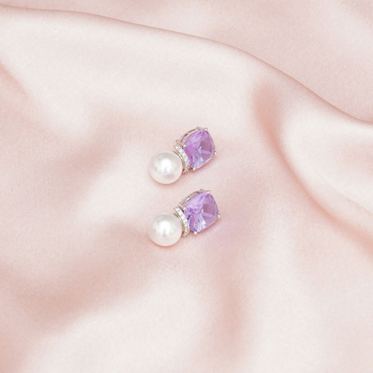 Purple Pearl Studs- Ruby Raang