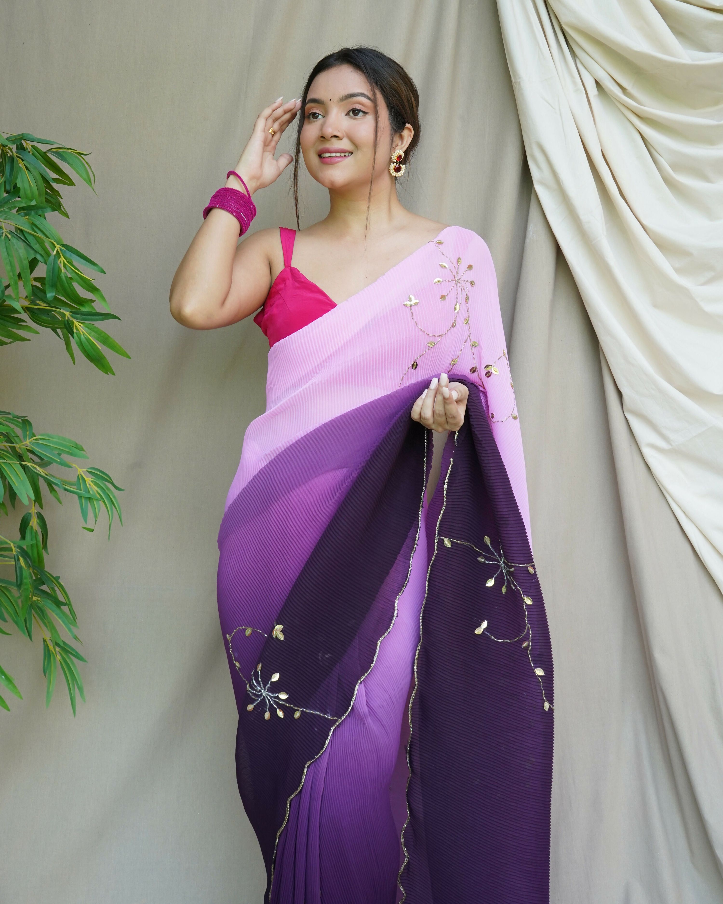Vamsee Antara Violet Georgette Saree
