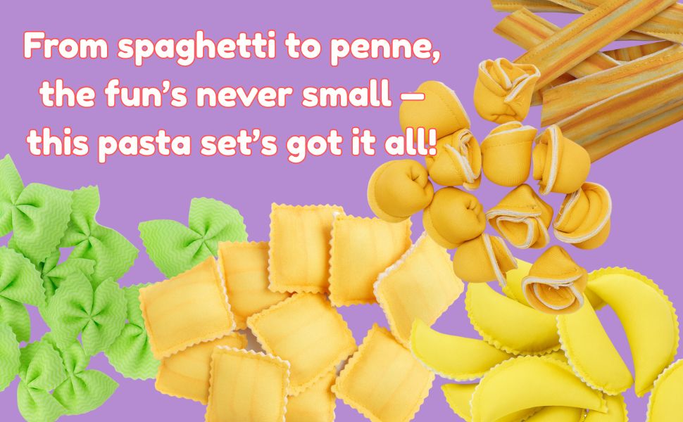 The Small Wonderland Pretend Play Fabric Pasta Set-60 Pieces-Realistic looking kids play food toys