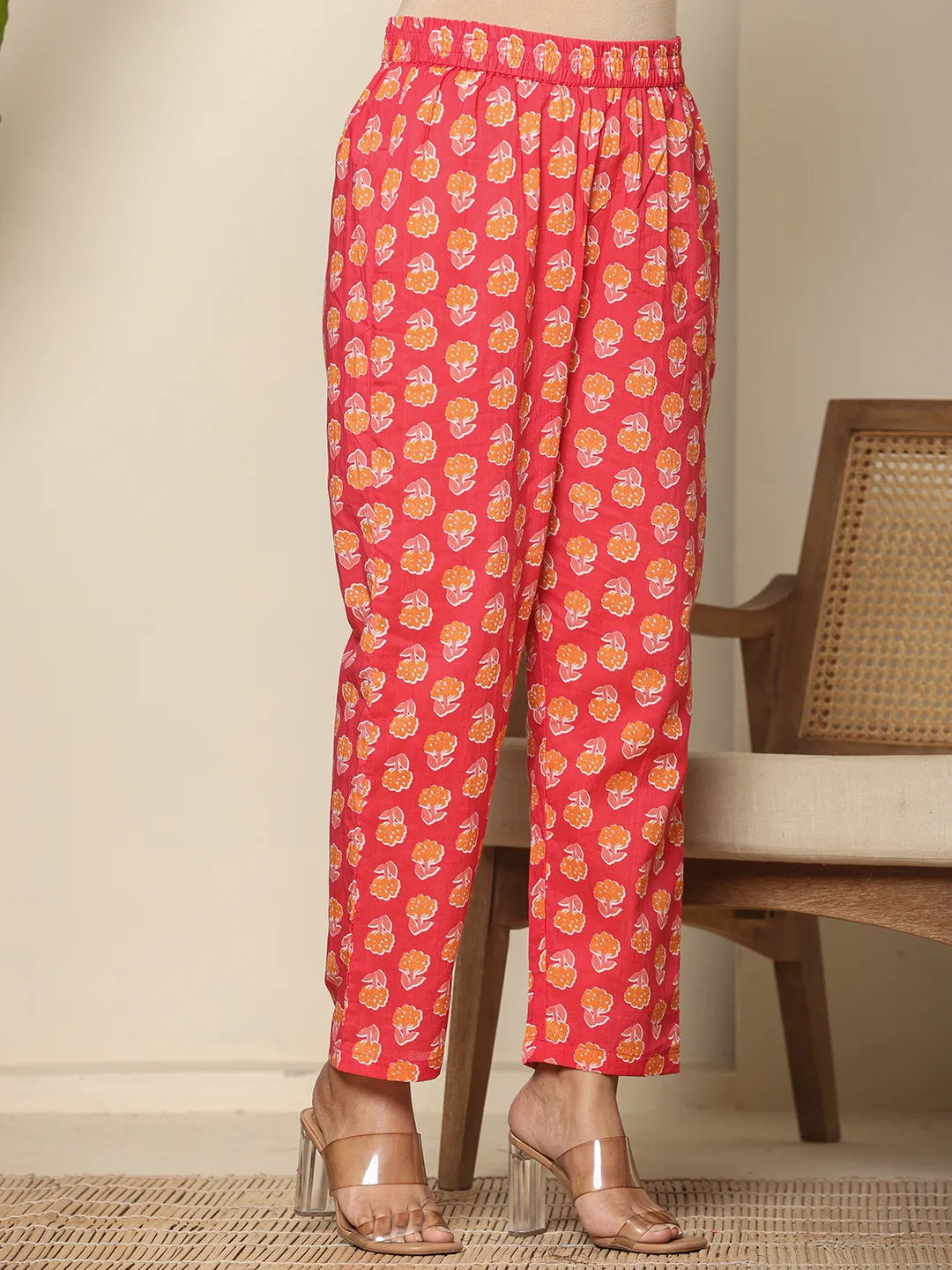 Yufta Pure Cotton Pink Maternity Kurta Set