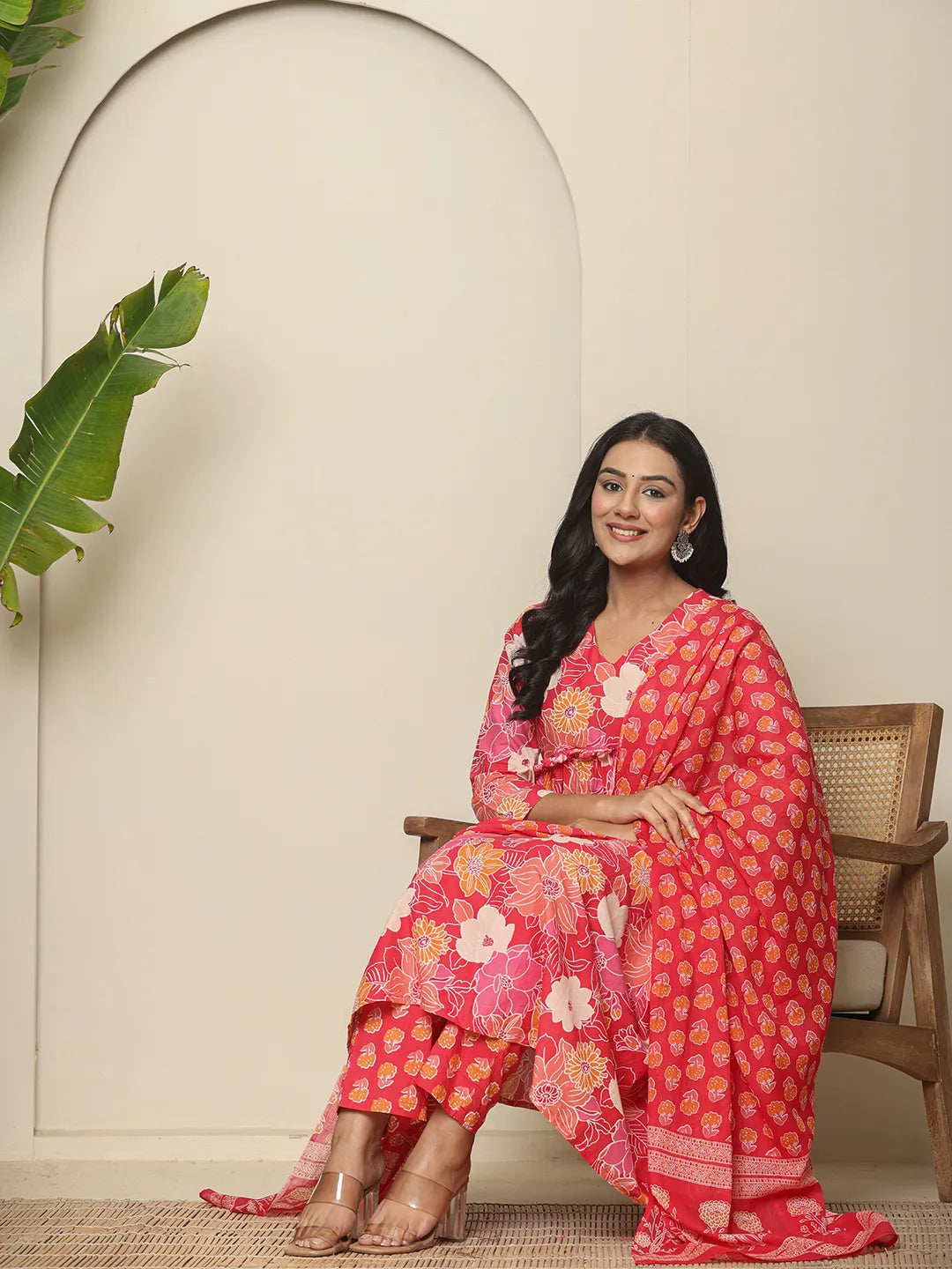 Yufta Pure Cotton Pink Maternity Kurta Set