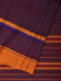 Purple Narayanpet Cotton Handloom Saree with Checks Design No Blouse - Global Threads