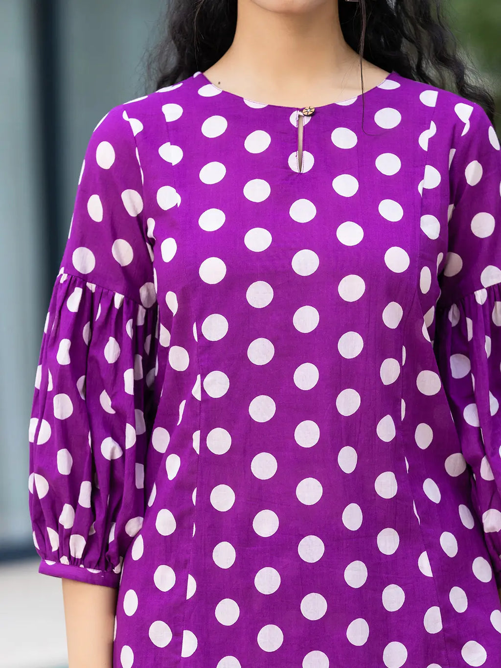 Yufta Purple Polka Dot Print Top And Trouser Co Ord Set
