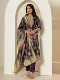 Yufta Purple Tissue Kurta Dupatta Pant Set