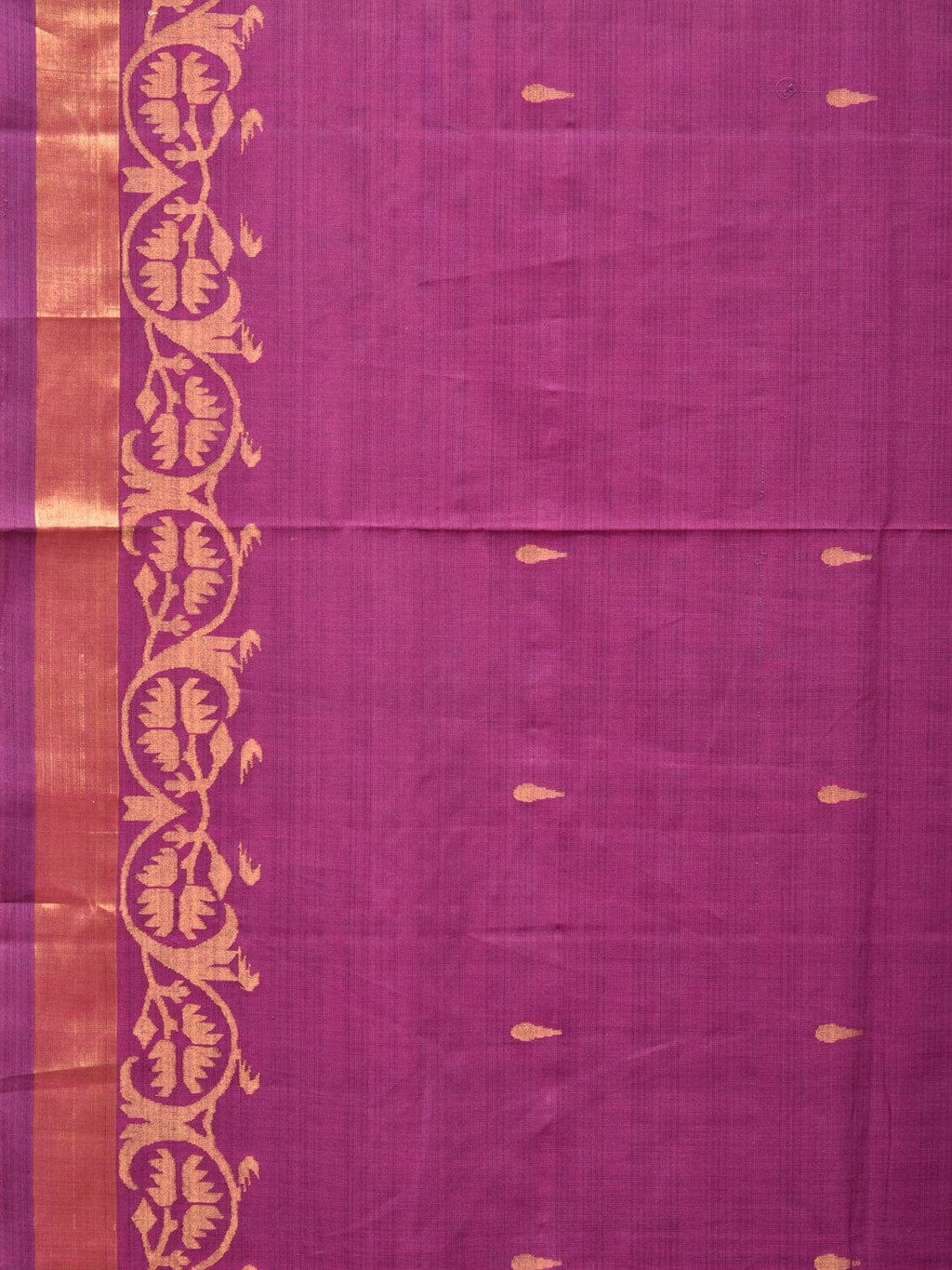 Purple Uppada Cotton Handloom Saree with Border Design - Global Threads