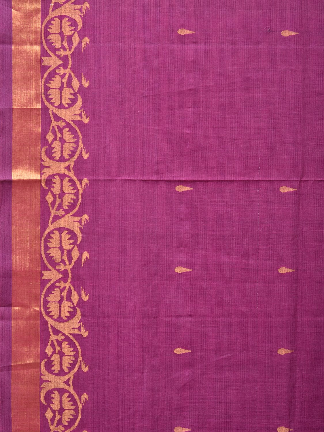 Purple Uppada Cotton Handloom Saree with Border Design - Global Threads
