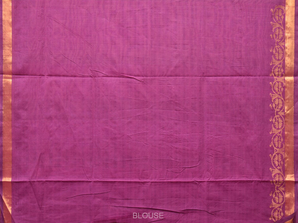 Purple Uppada Cotton Handloom Saree with Border Design - Global Threads