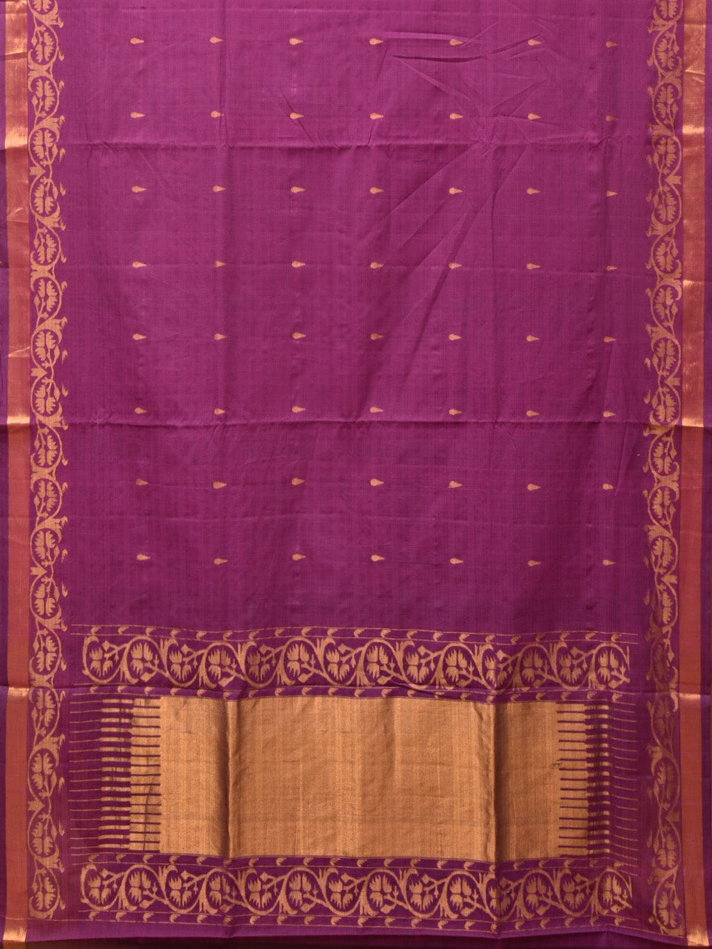 Purple Uppada Cotton Handloom Saree with Border Design - Global Threads