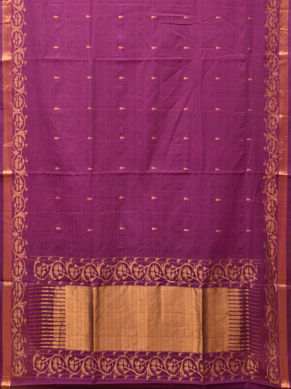 Purple Uppada Cotton Handloom Saree with Border Design - Global Threads