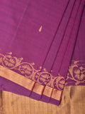 Purple Uppada Cotton Handloom Saree with Border Design - Global Threads
