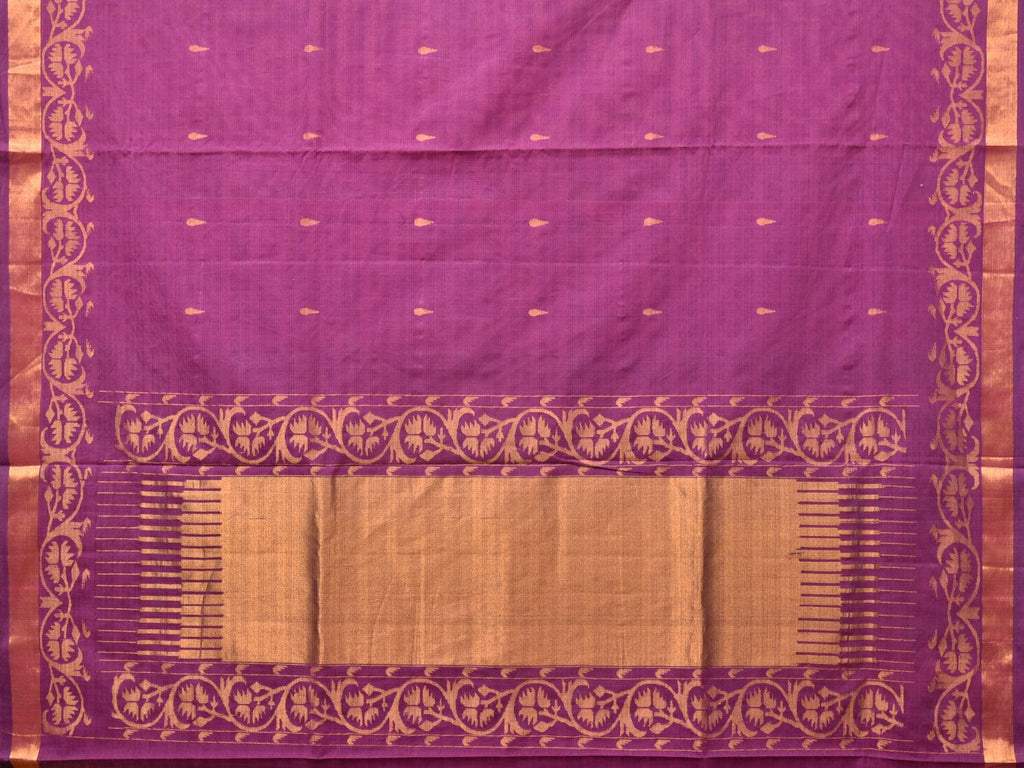Purple Uppada Cotton Handloom Saree with Border Design - Global Threads