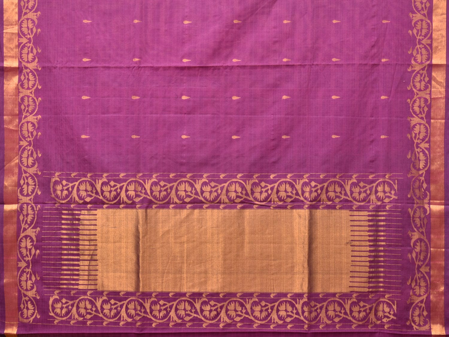 Purple Uppada Cotton Handloom Saree with Border Design - Global Threads