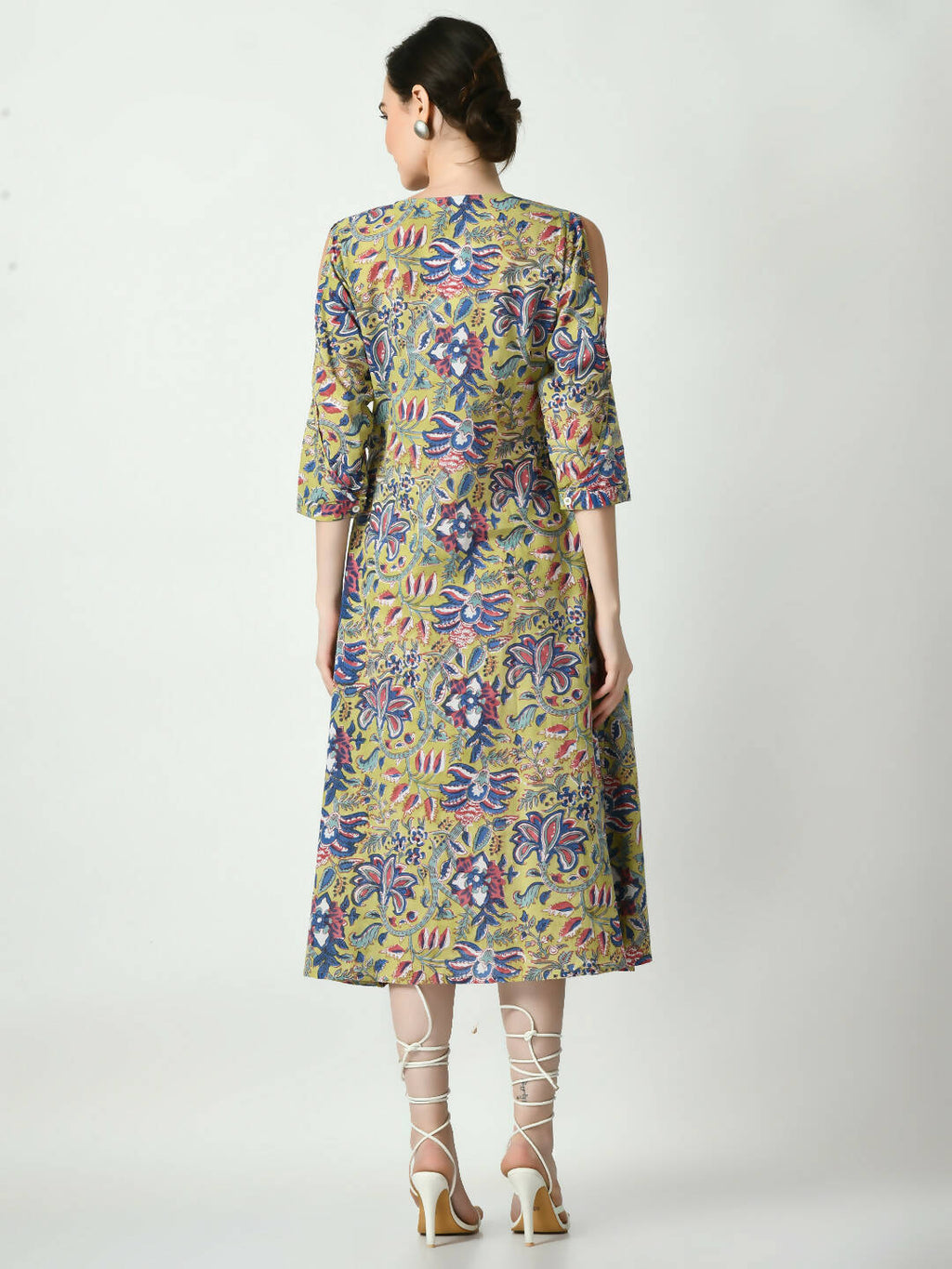 Myshka Women's Multi Floral Printed A-Line Dress