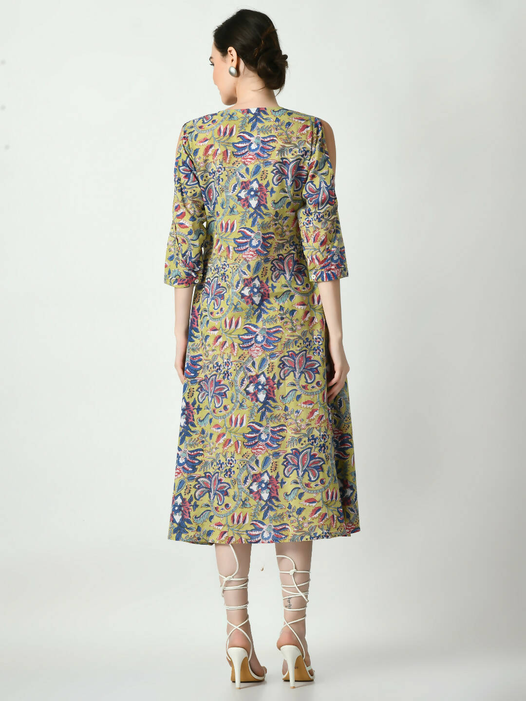 Myshka Women's Multi Floral Printed A-Line Dress