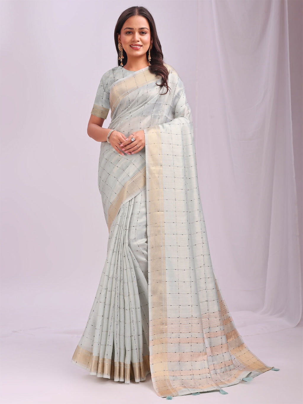 Shree Shyam Fashion Organza Sky Blue Saree