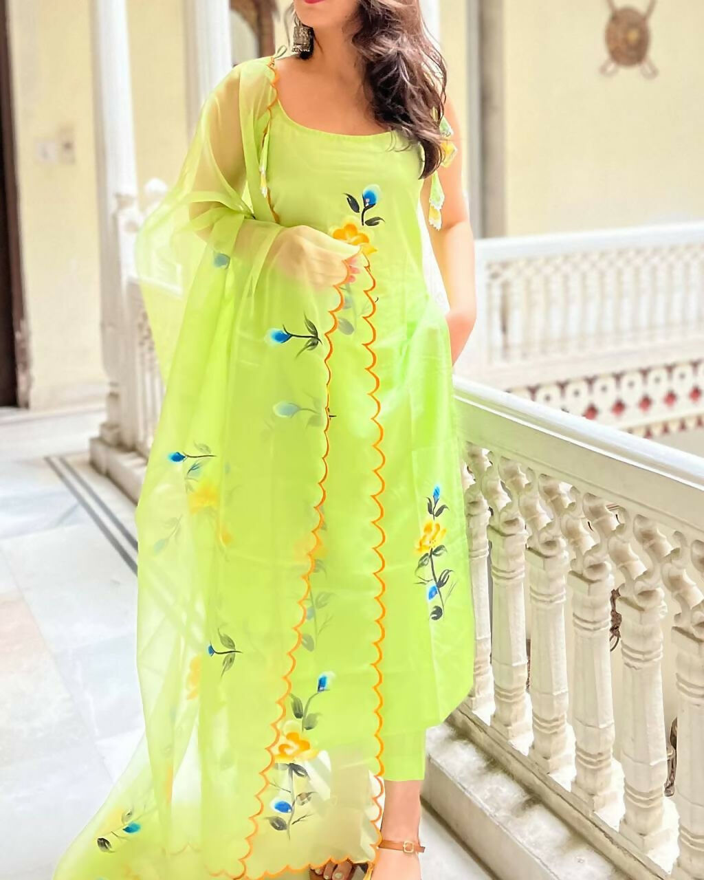 The52 Lemons Women's Gorgeous Printed Viscose Fabric Straight Kurta Pant with Dupatta Set