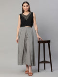 Ahalyaa Women Black Crepe Printed Top Palazzo Set