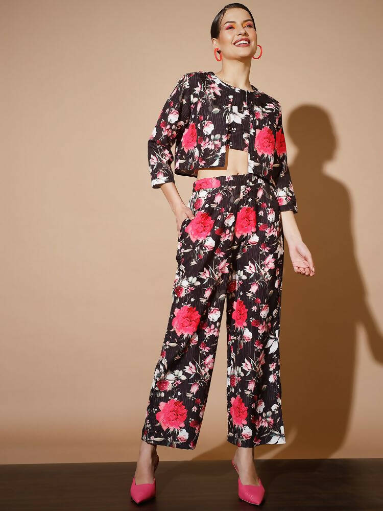 Myshka Women Black Printed Co-Ords