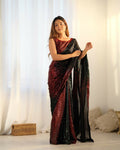Black Georgette Designer Sequence Embroidery Work Saree - Radhe