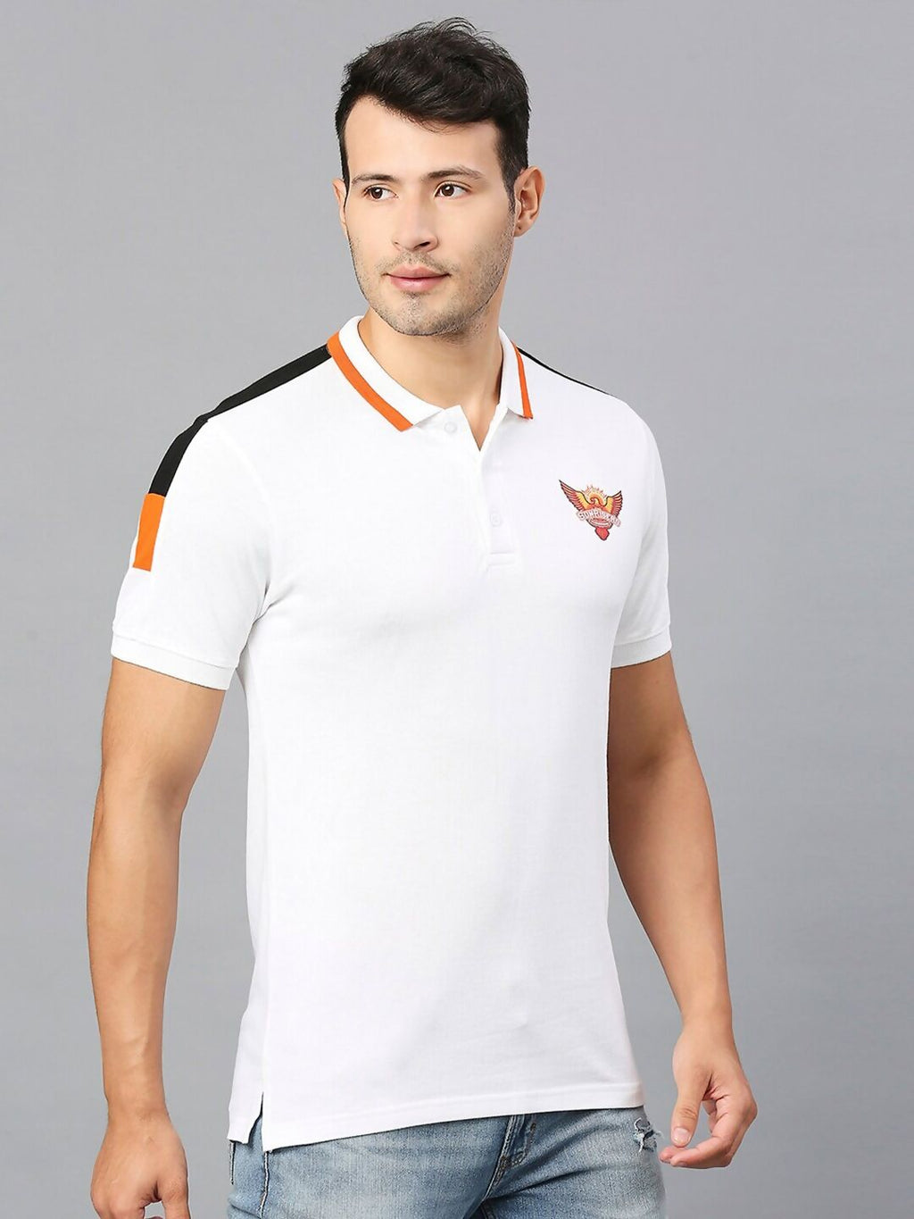 Fancode Sunrisers Hyderabad IPL Printed Polo Collar Cotton Sports T-shirt