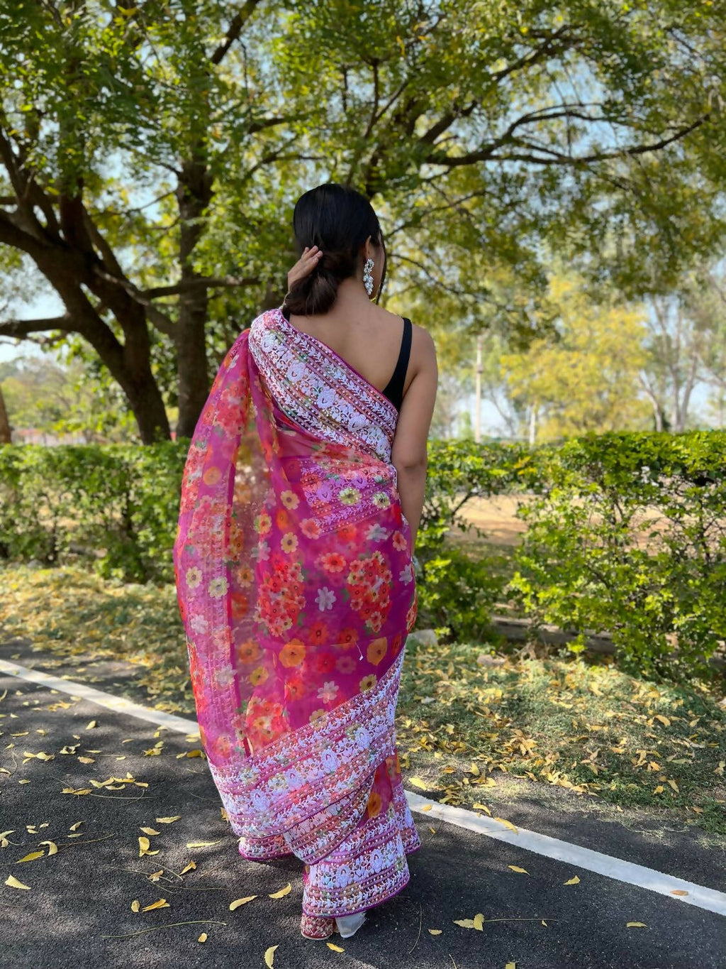 Vamsee Pink Organza Saree