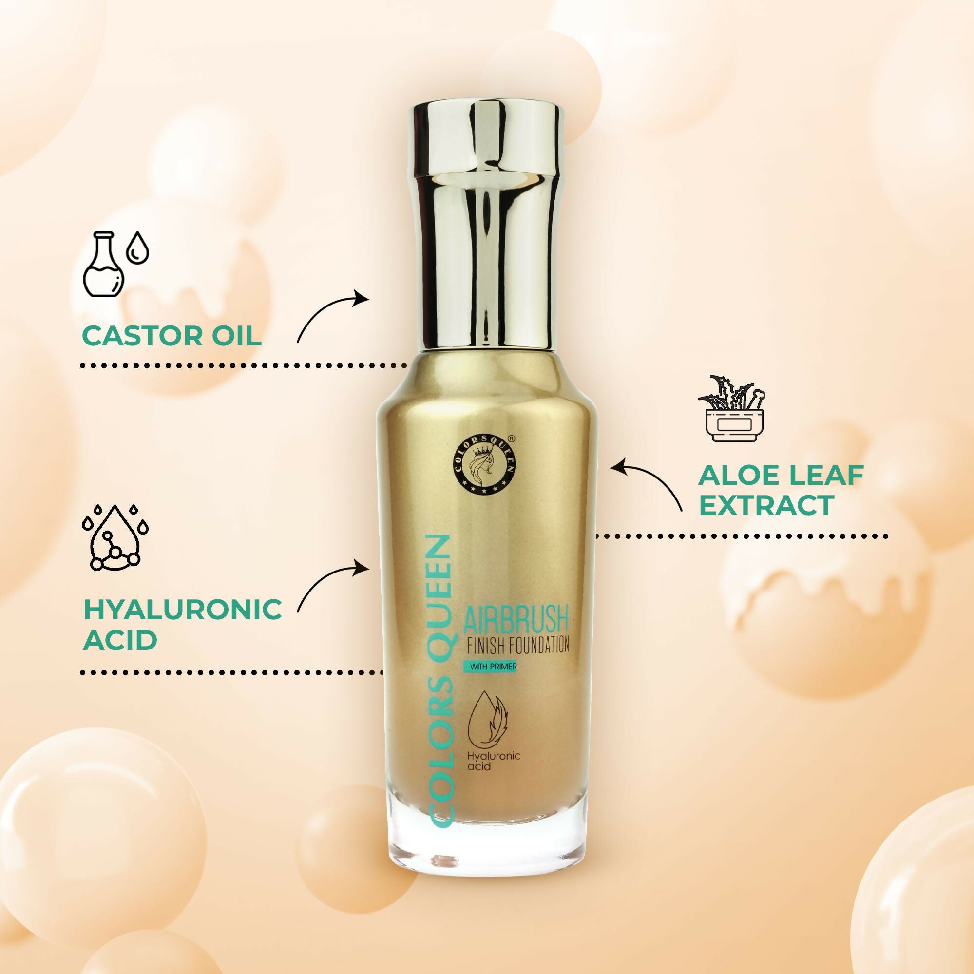 Colors Queen Airbrush Foundation With Primer - Medium Beige