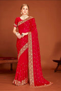 PR Fashion Rani Fendi Two Tone Silk Heavy Zari Embroidery Work With Heavy Siroski Work Saree