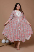 Miravan Women's Plus Size Printed Anarkali Kurta With Jacket